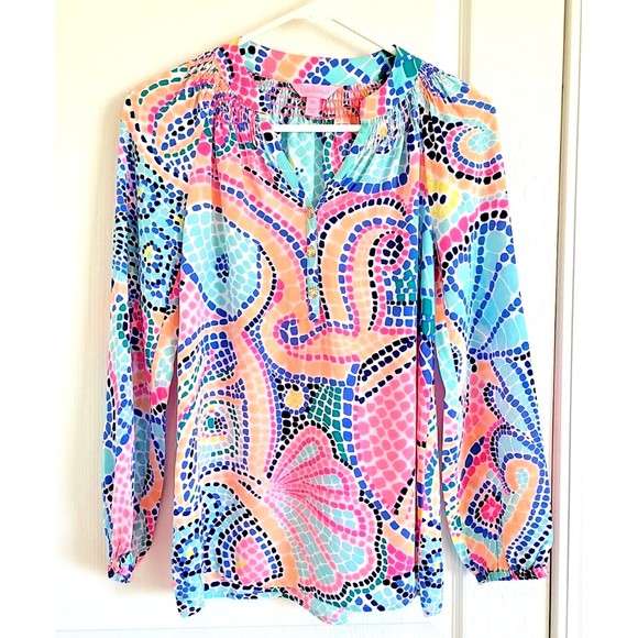 Blouse Designer By Lilly Pulitzer In Multi-colored, Size: Xxs